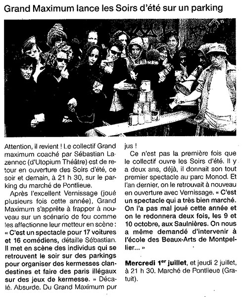 article de presse Grand maximum